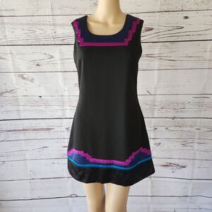 Abaete Black & Purple Sleeveless Dress 4 EUC